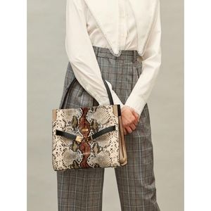 Tory Burch Snake Print Bag in Brown and Black